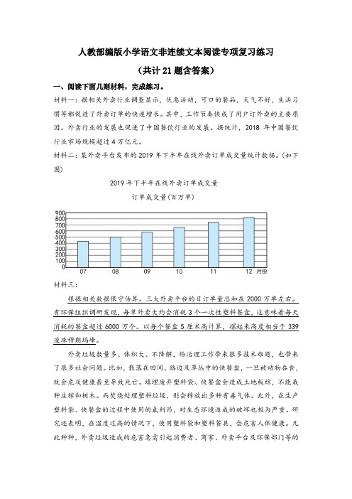 【部编版小学语文】非连续文本阅读专项复习练习(共计21题附答案)