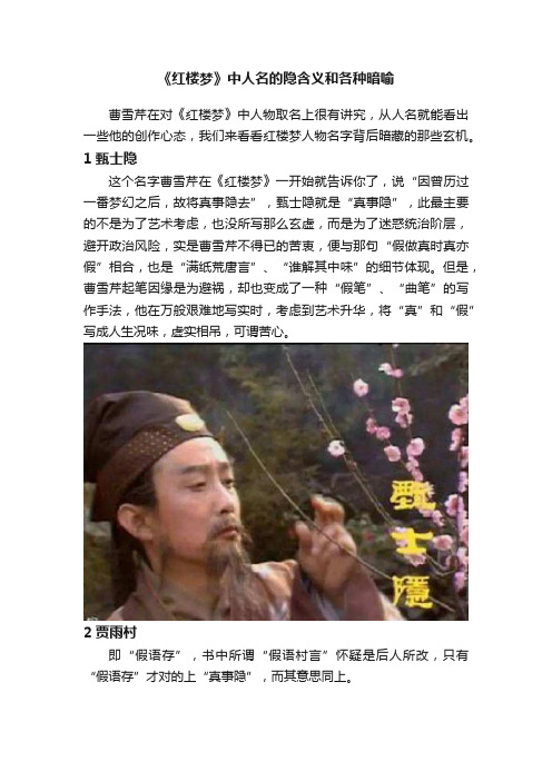 《红楼梦》中人名的隐含义和各种暗喻