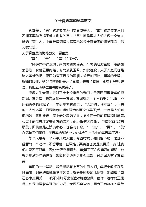 关于真善美的随笔散文