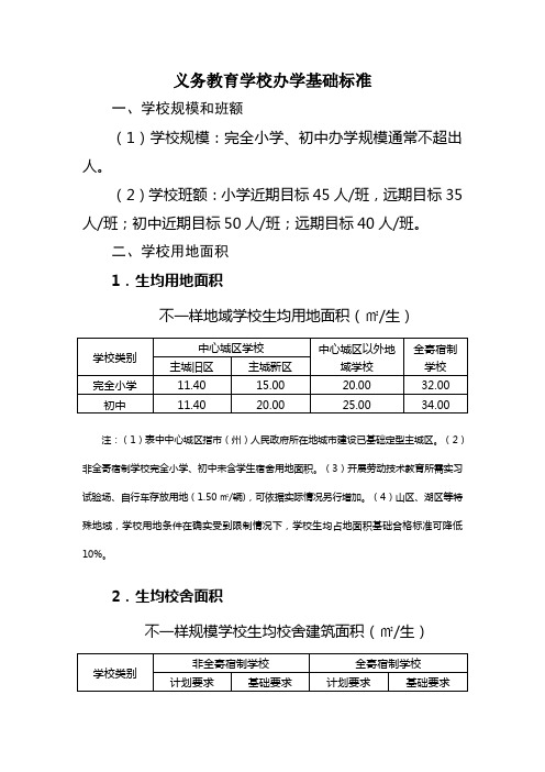 义务教育学校办学基本标准