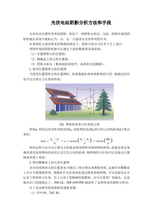 光伏电站阴影分析方法和手段