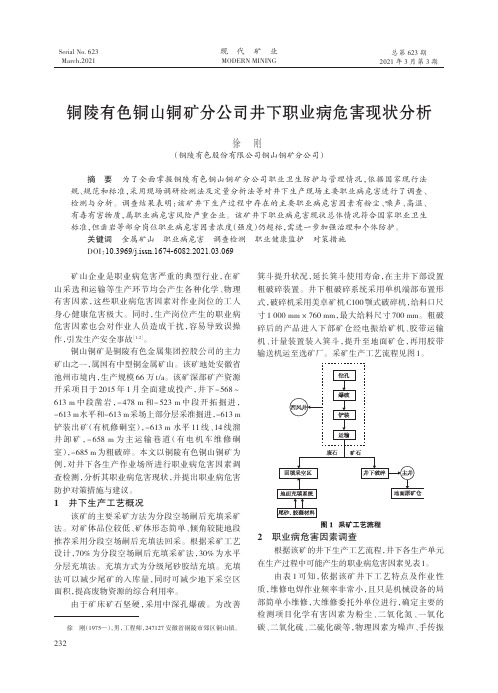 铜陵有色铜山铜矿分公司井下职业病危害现状分析