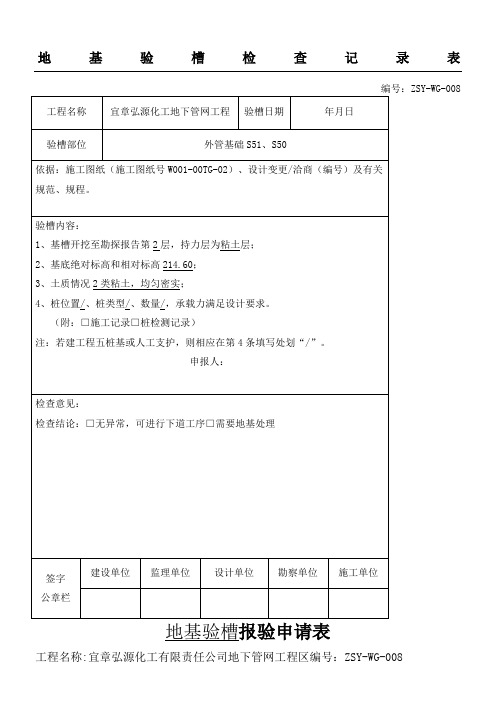 地基验槽检查记录表格模板