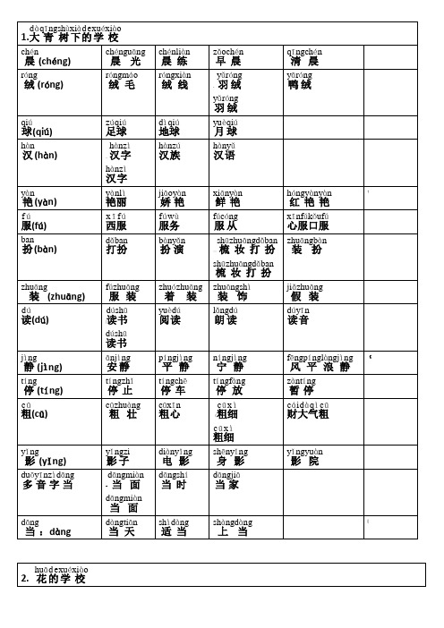 2018部编版三年级语文上册生字组词(带拼音)