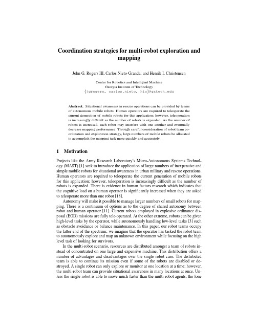 Coordination strategies for multi-robot exploration and mapping