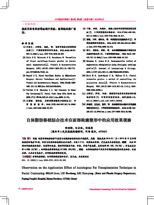 自体脂肪移植综合技术在面部轮廓整形中的应用效果观察