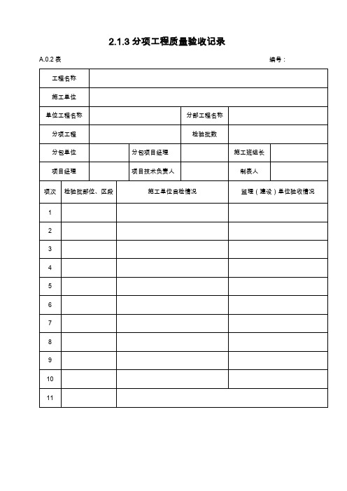 市政道路工程资料表格全套