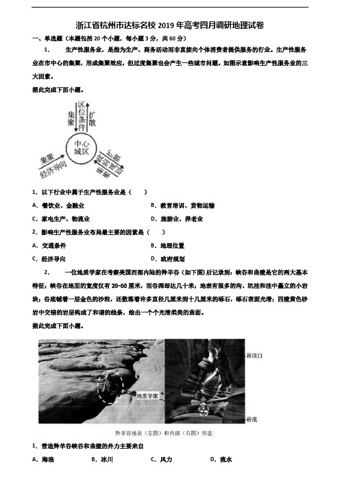 浙江省杭州市达标名校2019年高考四月调研地理试卷含解析