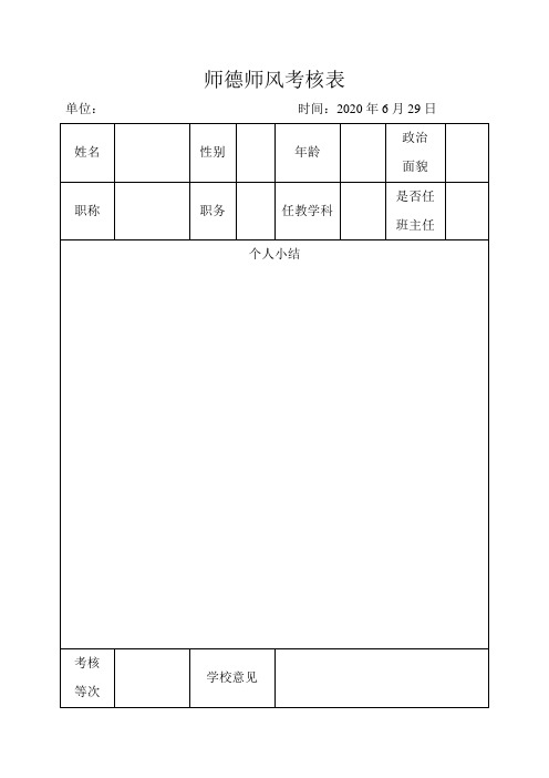 师德师风考核表