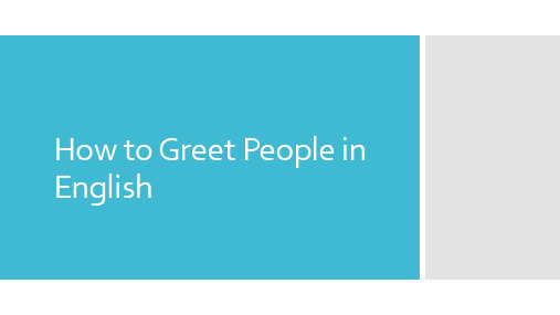 Lesson 1 How to Greet People in English