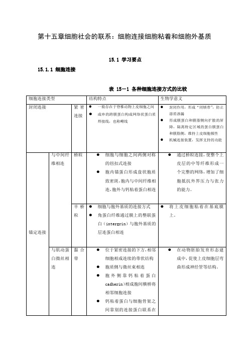 第十五章细胞社会的联系细胞连接细胞粘着和细胞外基质