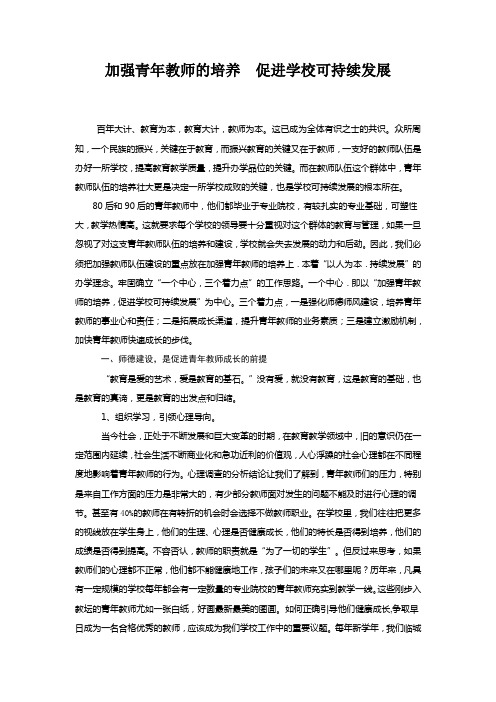 加强青年教师的培养  促进学校可持续发展