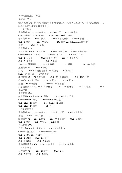 方正飞腾快捷键