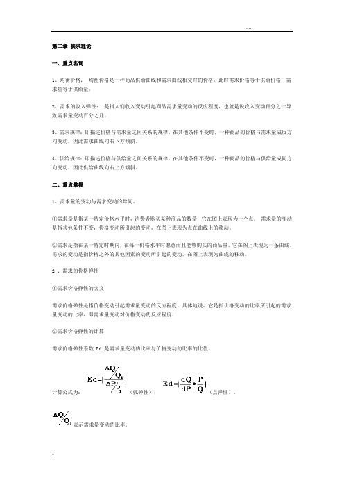 西方经济学各章重点内容复习