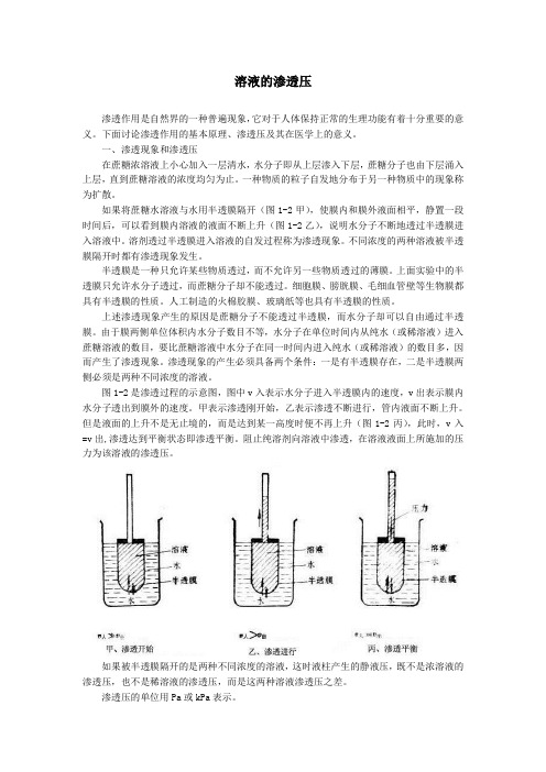 人教课标版高中生物必修1第4章溶液的渗透压