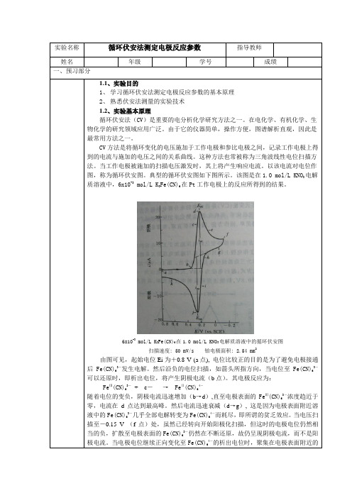 循环伏安法测定电极反应参数