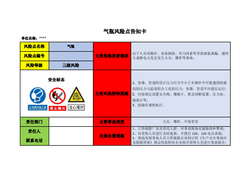 气瓶风险点告知卡