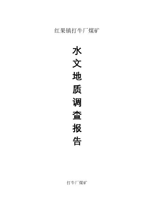 一矿矿井水文地质调查报告