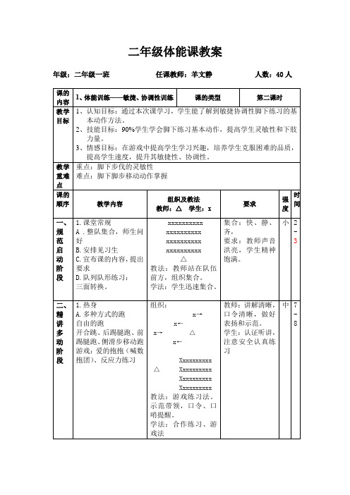 体能训练——敏捷、协调性训练优秀教案