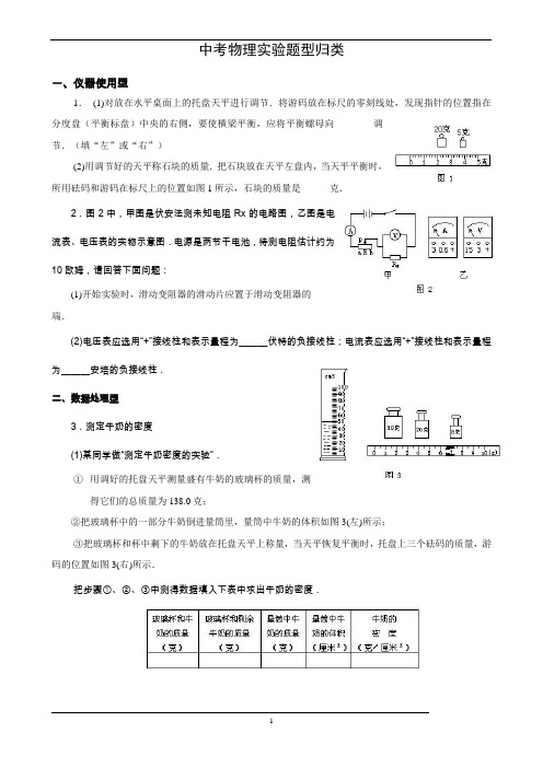 中考物理实验题型归类