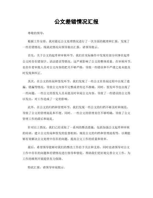 公文差错情况汇报