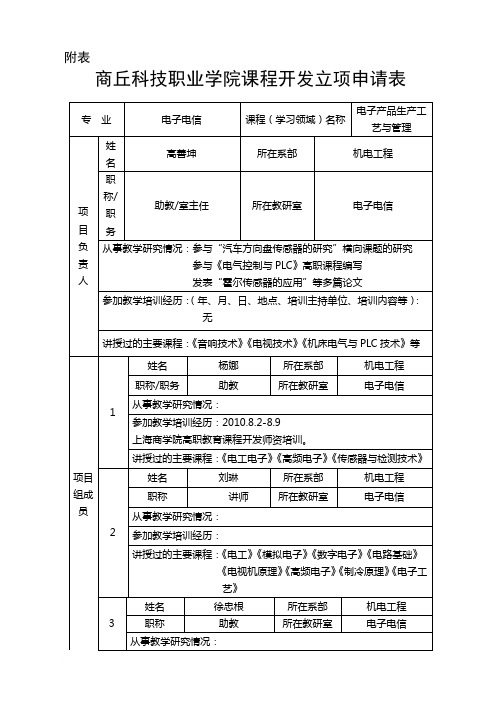 电子电信教研室课程立项zuixinxiugai范文