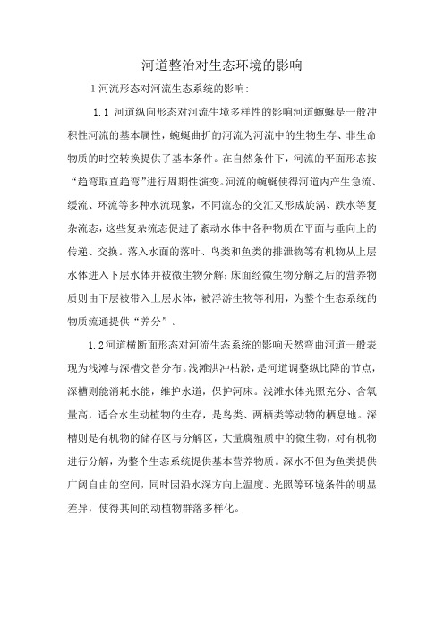 河道整治对生态环境的影响