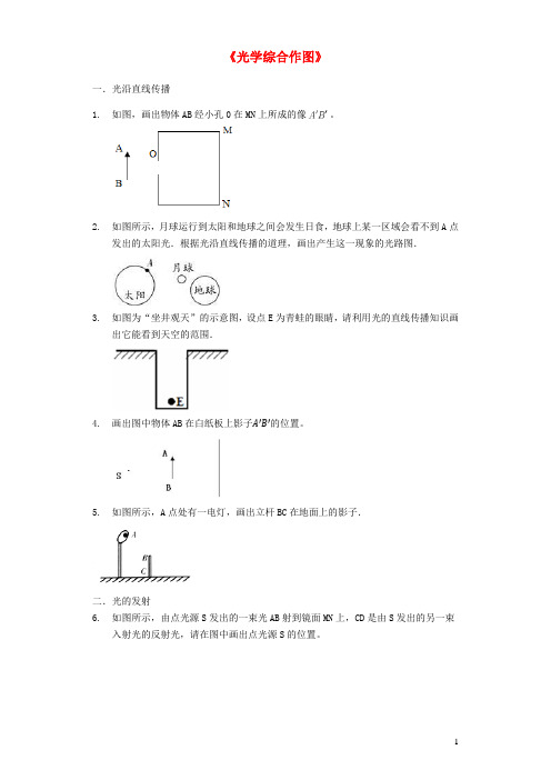 2020年中考物理作图题微专题复习《光学综合作图》强化训练题(含解析)