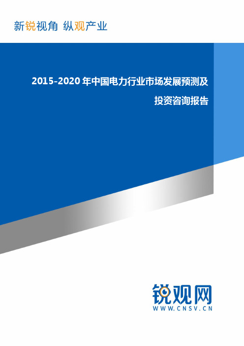 2015-2020年中国电力行业市场发展预测及投资咨询报告(目录)研究报告