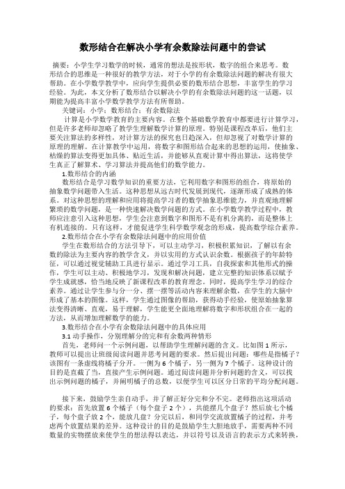 数形结合在解决小学有余数除法问题中的尝试