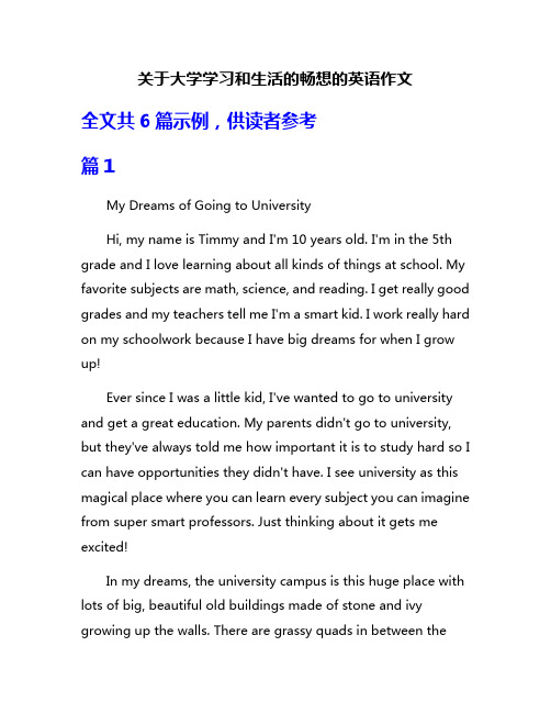 关于大学学习和生活的畅想的英语作文