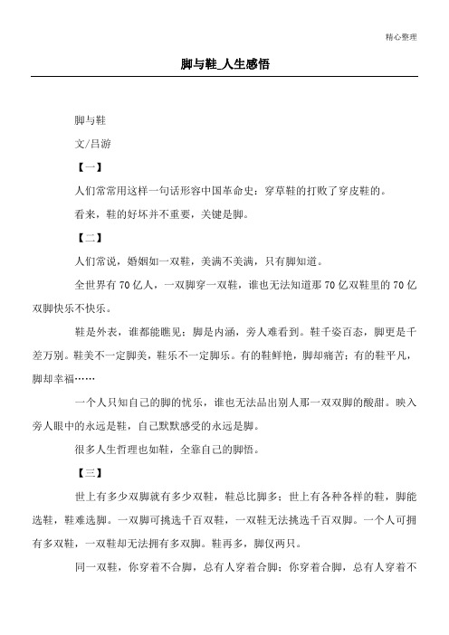 脚与鞋_人生感悟