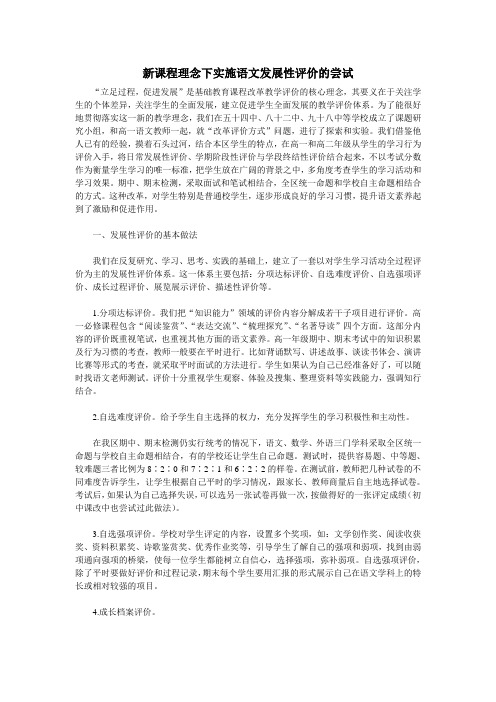 新课程理念下实施语文发展性评价的尝试
