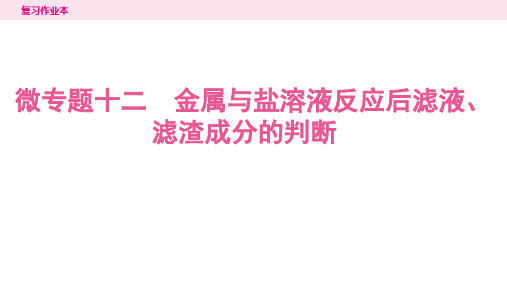  2025年中考化学专题复习微专题十二：金属与盐溶液反应后滤液、滤渣成分的判断 