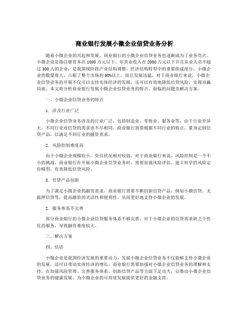 商业银行发展小微企业信贷业务分析