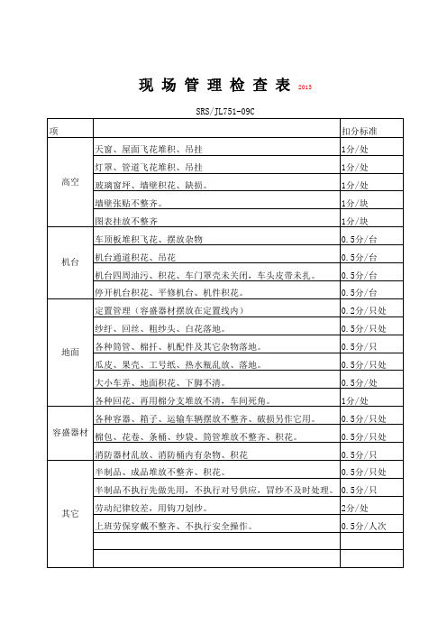 现场管理检查表2013