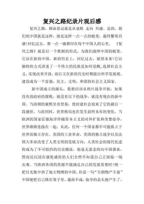 复兴之路纪录片观后感