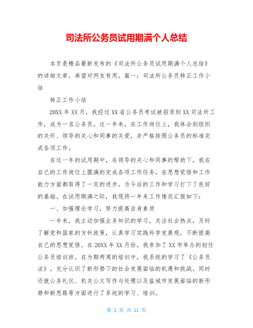 司法所公务员试用期满个人总结