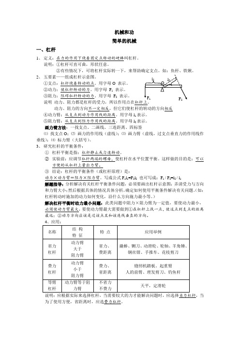 机械和功总知识点