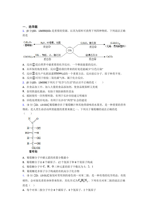 初中化学九年级上册第十二单元《化学与生活》测试题(答案解析)(4)