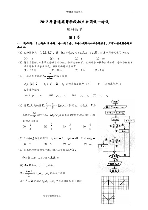 2013全国高考1卷理科数学试题及答案解析