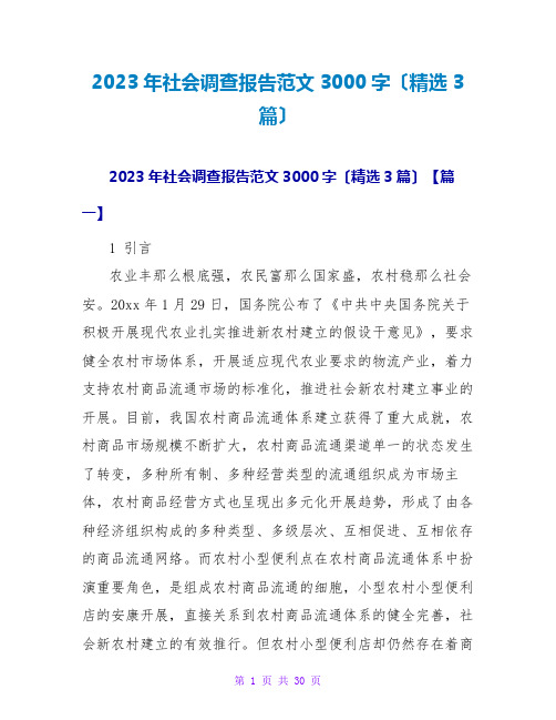 2023年社会调查报告范文3000字(精选3篇)