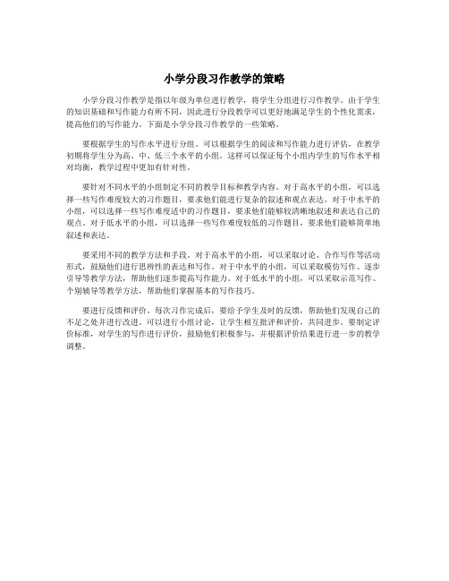 小学分段习作教学的策略