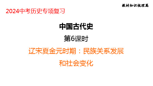 2024年福建省中考历史专项复习中国古代史+++第6课时+辽宋夏金元时期：民族关系发展和社会变化课件