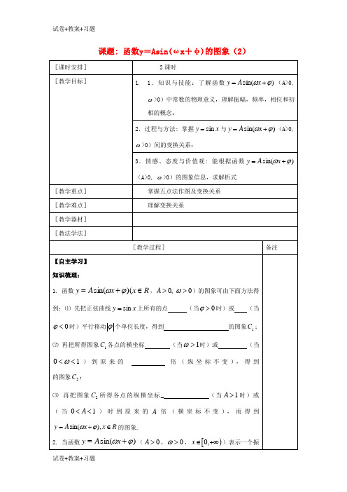 推荐K12学习福建省福清市海口镇高中数学第一章三角函数1.5函数y=Asinωx+φ的图象2教案新人