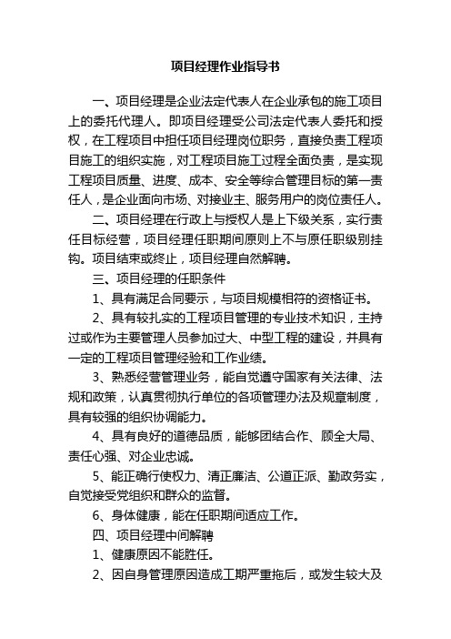 项目经理作业指导书