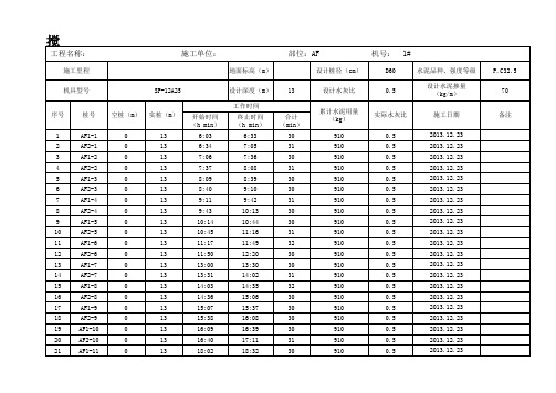 水泥搅拌桩施工记录表-填写范例