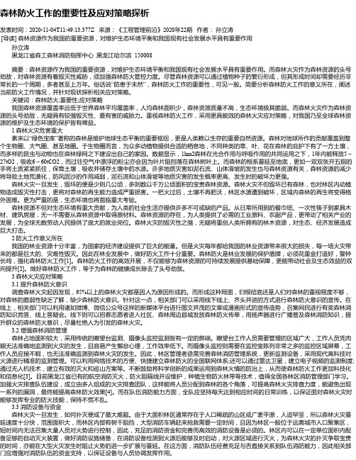 森林防火工作的重要性及应对策略探析