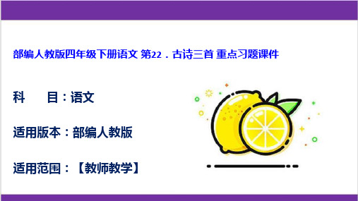 部编人教版四年级下册语文 第22.古诗三首 重点习题课件