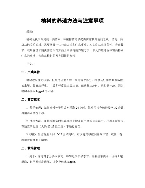 榆树的养殖方法与注意事项